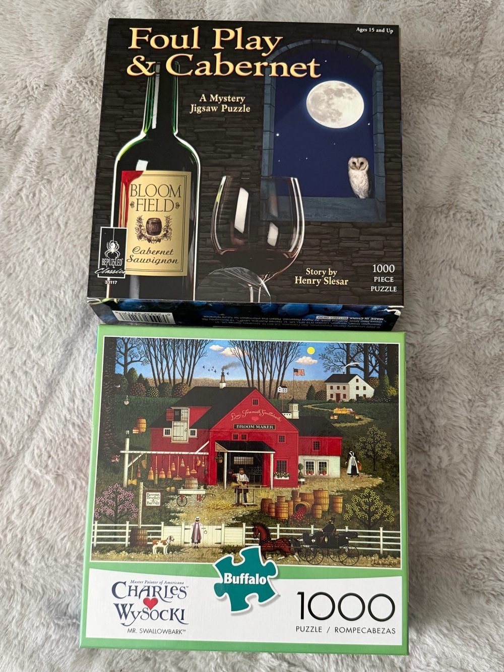 'Foul Play & Cabernet' 1000-Piece Mystery Puzzle & Buffalo Games Puzzle Set